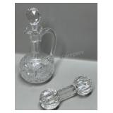 Cut Glass Cruet and Knife Rest
