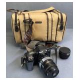 Minolta Camera W/ Lenses & Bag