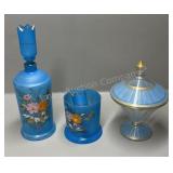 Candy Dish, Satin Blue Bottle w/ Stopper