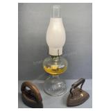 Oil Lamp & Sad Irons