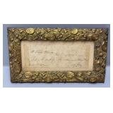 1811 Dated $50 Hand Written Note - Neat Frame