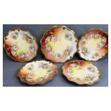5 Hp Crown Coronet Plates w/ Roses Signed Lucy