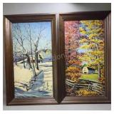 2 Oil Paintings by CM Dohrmann 1963, 17x30 Each