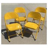 4 Yellow Folding Chairs