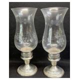 Pr Weighted Sterling Candle Stands w/ Shades