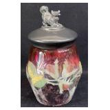 Rubina Verde Sugar w/ Pewter Dog Finial Lid