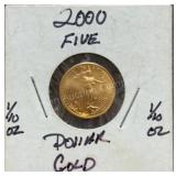 2000 1/10th oz $5 Gold Coin