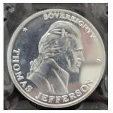Thomas Jefferson 1 Troy Oz Silver Coin