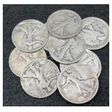 10x Walking Liberty Silver Half Dollars