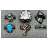6 Decor Rings Few Sterling