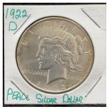 1922 D Silver Peace Dollar