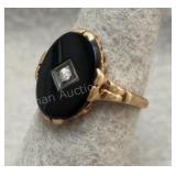 14K Gold Onyx Ring - 3.71g - Sz 6