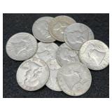 10x Franklin Silver Half Dollars