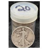20x Walking Liberty Silver Half Dollars