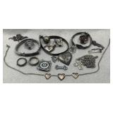 Group of Sterling Bracelets Charms & Necklaces