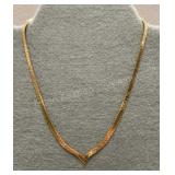 14K Gold V Shape Necklace - 10.9g - 14in Chain