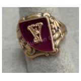 10K Gold Deco Ring - 8.72g - Sz 9.5