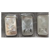 3 - 1 Troy Oz  Silver Bars - 999 Fine Silver