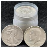 20x Silver Half Dollars Kennedy, Franklin, &