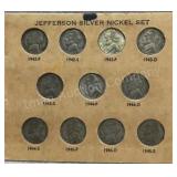 Jefferson Silver Nickel War Set 1942P-1945S
