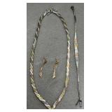 Sterling Silver Jewelry Set - Necklace, Earrings,