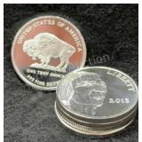 5x 2013 1 Troy Oz Silver Buffalo Rounds