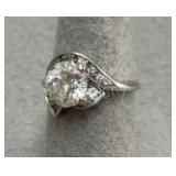 Huge 3CT Diamond Ring - Sz 6.5 - 7.7g Total