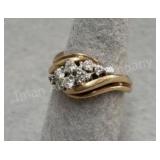 10K Gold Diamond Cluster Ring - Sz -6.5 - 6.0g