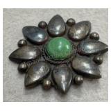 2in Antique Sterling Flower Pin