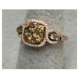 14K Rose Gold Diamond Ring - Sz 7 - 4.24g