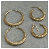 10K Gold Hoop Earrings - 4.61g total