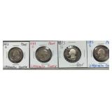 4 Washington Proof Quarters - Various Dates