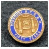 Missouri A.F. & A.M. Fifty Years 10K Pin 2.49