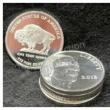 5x 2013 1 Troy Oz Silver Buffalo Rounds
