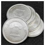 5x Liberty Silver 1 Troy Oz Silver Rounds