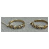 10K Gold Diamond Hoop Earrings - 4.58g - 1in size