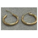 14K Gold Hoop Earrings - 1.05g - 3/4in size