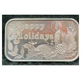 1990 Silver Towne Happy Holidays Silver Bar