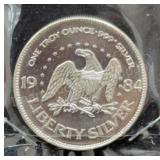1984 Liberty Silver 1 Troy Oz Silver Round