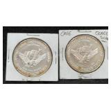 Pair of 1981 One Troy Ounce Silver Trade Dollars