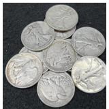 10x Walking Liberty Silver Half Dollars