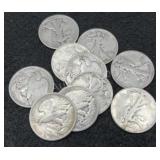 10x Walking Liberty Silver Half Dollars