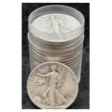 20x Walking Liberty Silver Half Dollars
