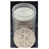 20x Walking Liberty Silver Half Dollars