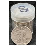 20x Walking Liberty Silver Half Dollars