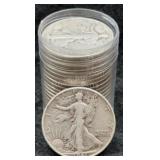 20x Walking Liberty Silver Half Dollars