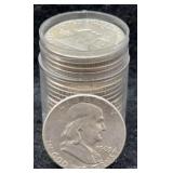 20x Franklin Silver Half Dollars