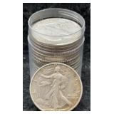 19x Walking Liberty Silver Half Dollars