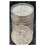 20x Walking Liberty Silver Half Dollars