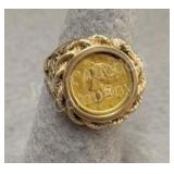 1851 $1 Gold Pc 10K Ring - 6.74g - Sz 7.5